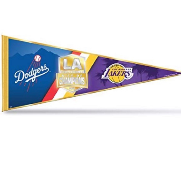 2020 LA Dodgers Lakers City of Champions Championship Felt Soft Pennant - Picture 2 of 4